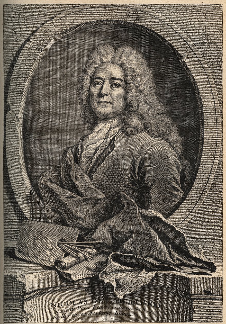 尼古拉-德-拉吉里耶（Largillier）（1656-1746）的肖像，法国画家杜普伊根据古斯兰的画作雕刻的。 作者 法语学校