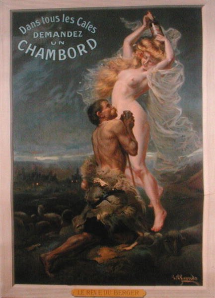 法国开胃酒 "Chambord "的广告海报（彩色平版）。 作者 法语学校