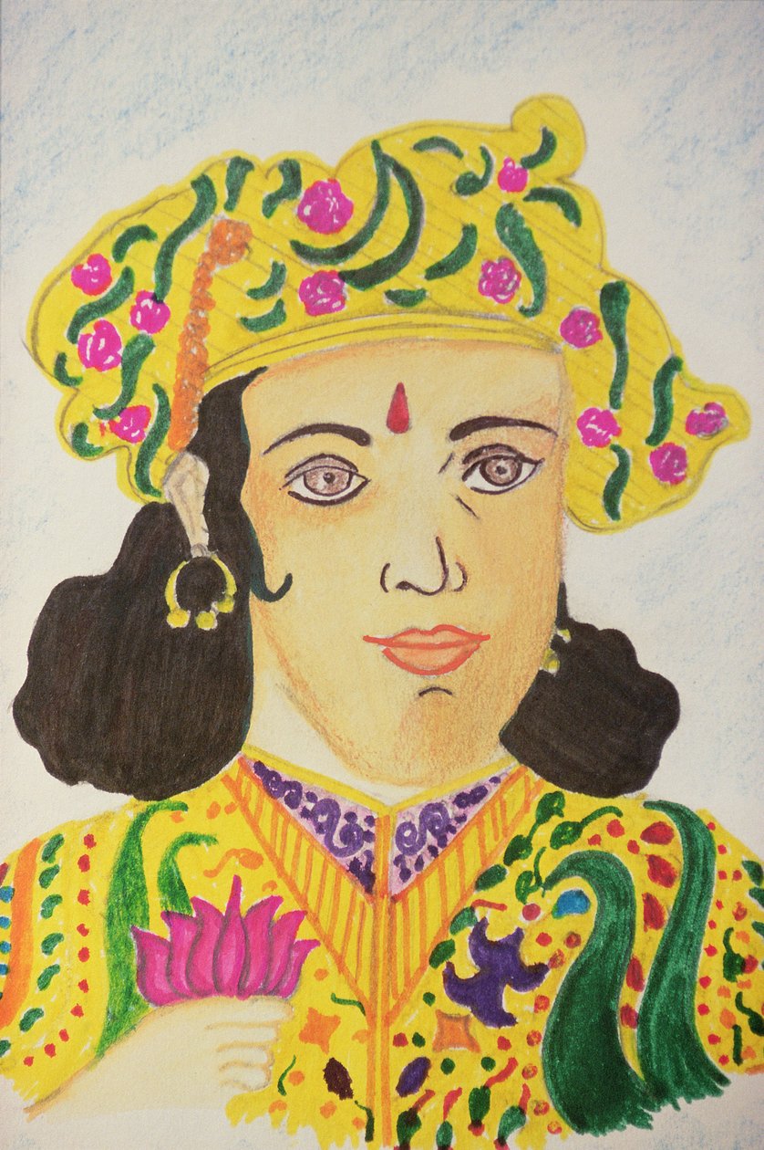 阿育王（水彩画） 作者 印度学校