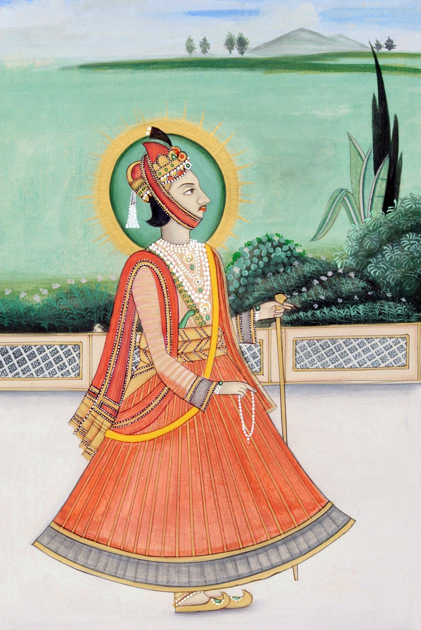 斋浦尔大君 Sawai Jai Singh 第三世的微型绘画 作者 印度学校
