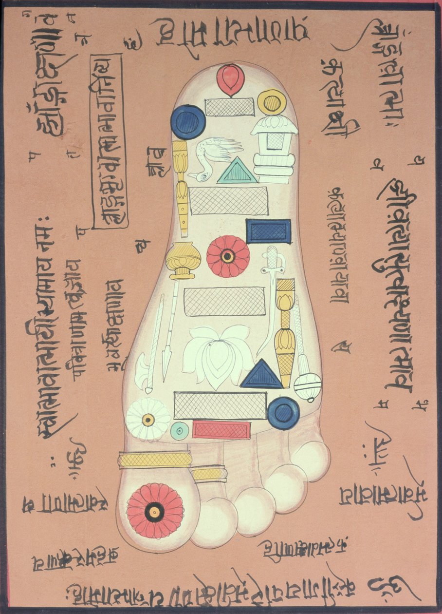 右脚的密宗图（水粉和水彩，纸本） 作者 印度学校