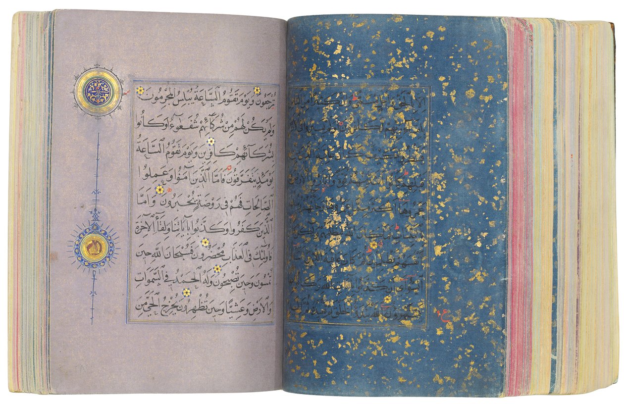 伊朗的帖木儿（Timurid）或古兰经（Aqquyunlu）（中国纸上的金色，墨水和彩色颜料） 作者 学校伊朗人
