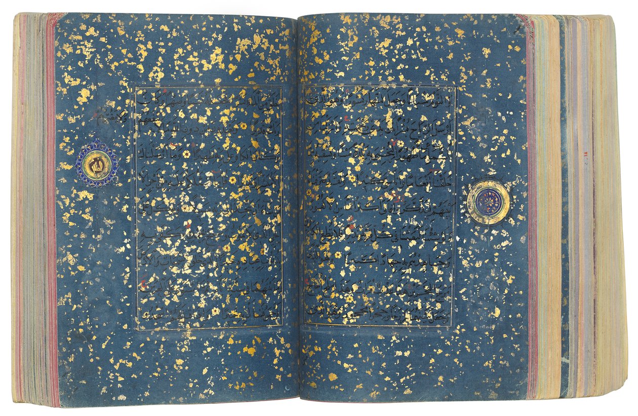 伊朗的帖木儿（Timurid）或古兰经（Aqquyunlu）（中国纸上的金色，墨水和彩色颜料） 作者 学校伊朗人
