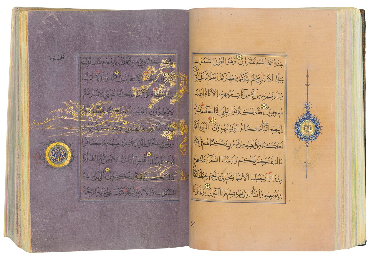 伊朗的帖木儿（Timurid）或古兰经（Aqquyunlu）（中国纸上的金色，墨水和彩色颜料） 作者 学校伊朗人