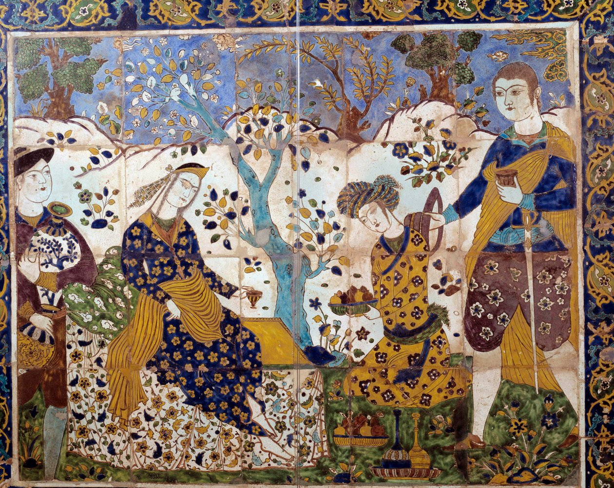 Iranian art: detail of an azulejo representing a Portuguese missionary among the Persians. 17th century American Collection 作者 学校伊朗人
