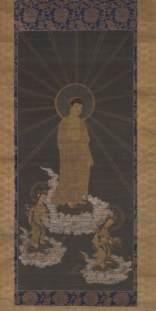 阿弥陀佛的后裔，或雷吾，室町时代，约 1333-1568 年（布面水墨画） 作者 学校日语