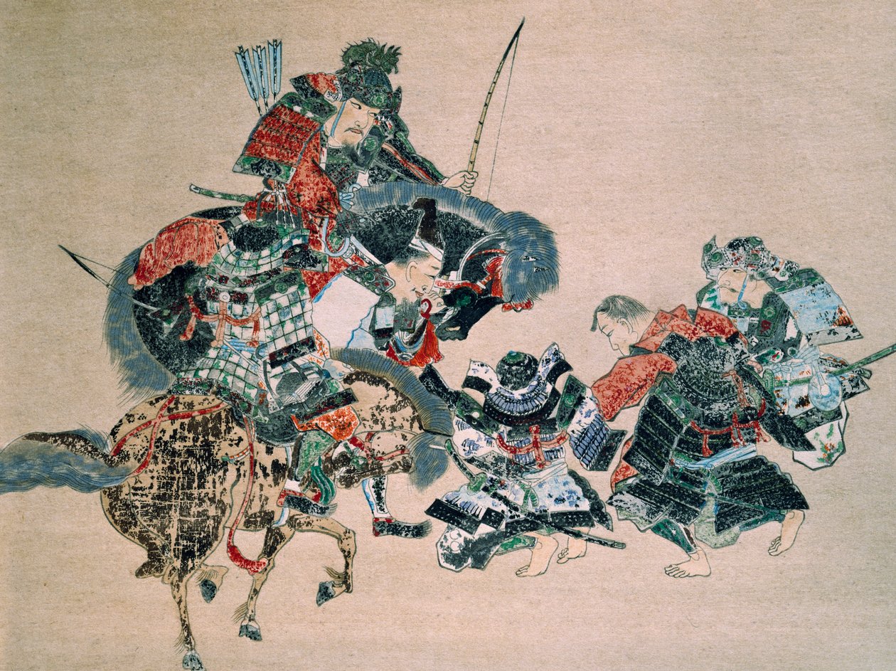 与蒙古人战斗（纸上水彩画） 作者 学校日语