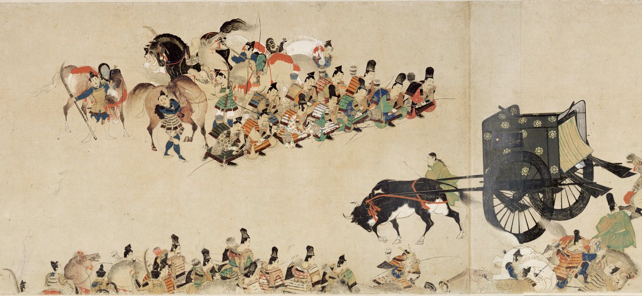 Recit illustre de la rebellion de Heiji (1159-1160) (Visite imperiale a Rokuhara) (Ilustrated Tale of the Civil War, The Imperial Visit to Rokuhara) - Oeuvre anonyme, aquarelle et encre sur papier, quatrieme rouleau 作者 学校日语