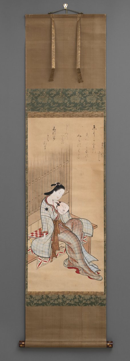 带风扇的坐姿女性 作者 日本学校