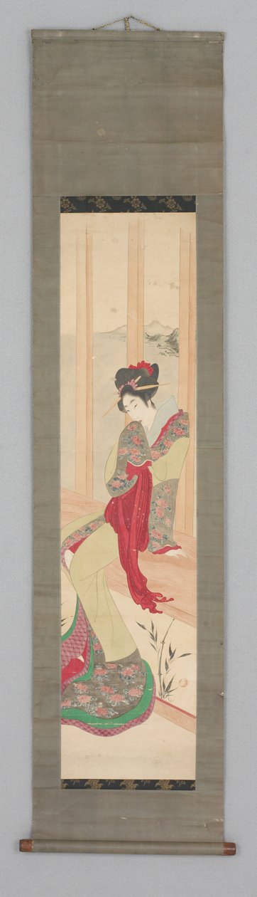 女人在靠窗的座位上（Kakemono） 作者 日本学校