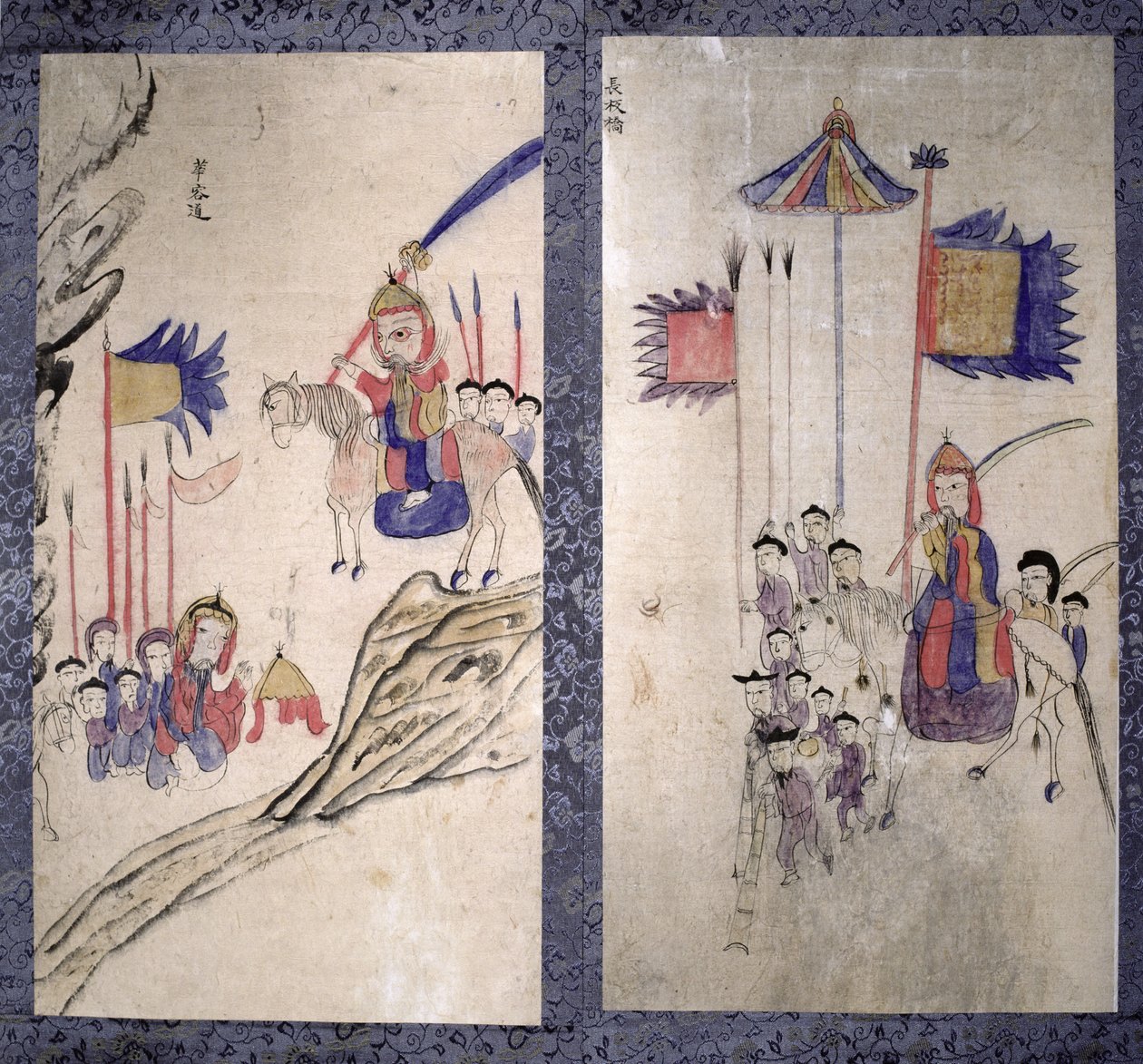 一幅描绘三国故事的八折屏风（纸质天然颜料） 作者 学校韩语