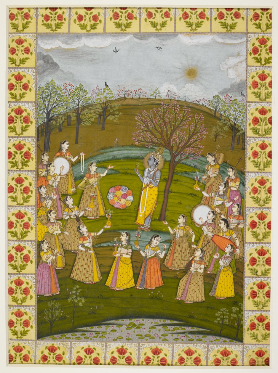 J36-8 cat no.370 i-xxxvi 《Vasanti Ragini》，选自 Ragamala 系列，穆尔希达巴德，约 1760 年（纸面金粉水彩）。 作者 莫卧儿学校