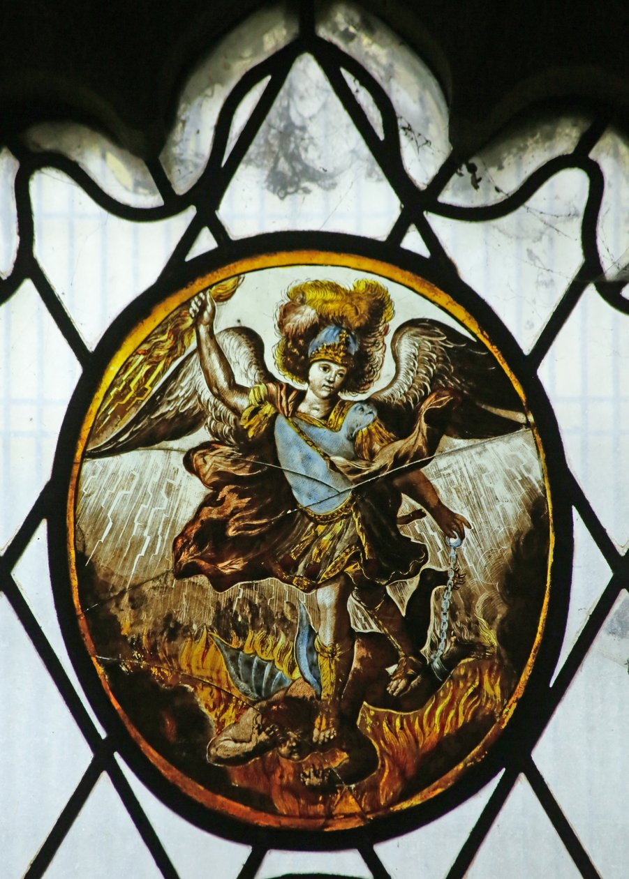 Roundel: St Michael (stained glass) 作者 学校荷兰语