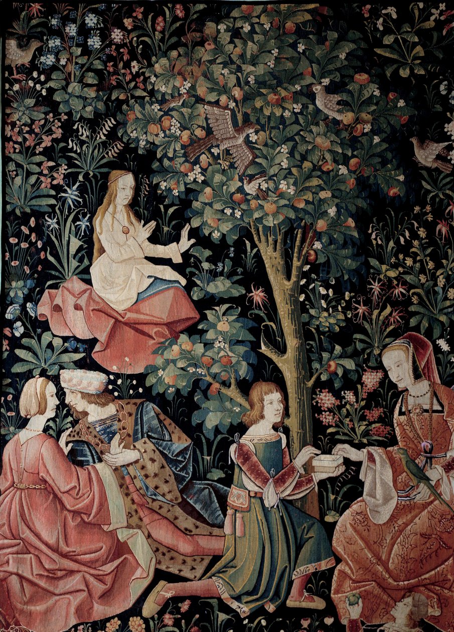 Seigneuriale生活的帷幕。Scenes Gallant 羊毛和丝绸挂毯，1520年左右在荷兰制作。太阳 2,6X3,7米 巴黎，国家中世纪博物馆，克吕尼热区 作者 学校荷兰语
