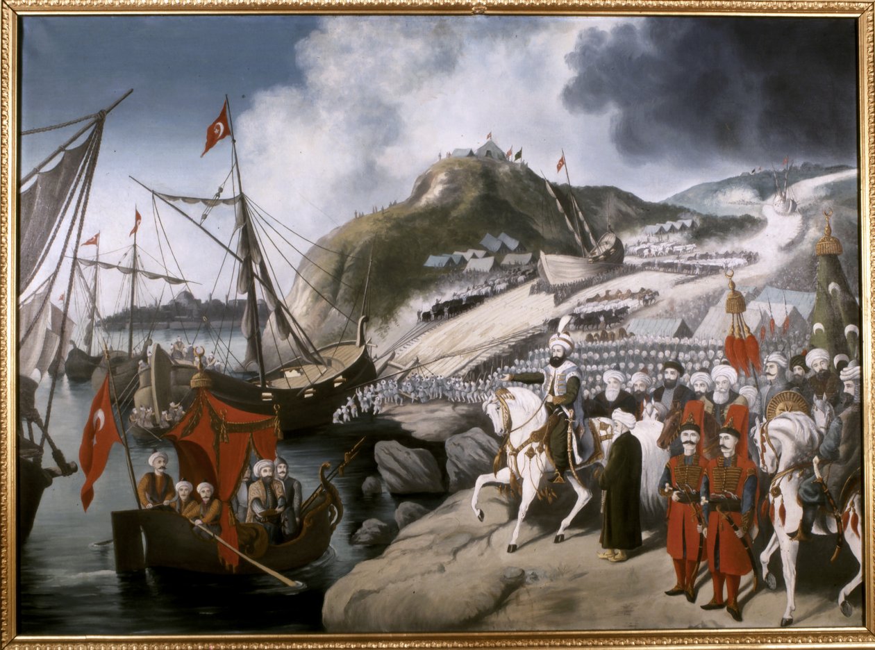 奥托曼帝国：征服者穆罕默德苏丹的船只在金角湾航行（布面油画） 作者 校长