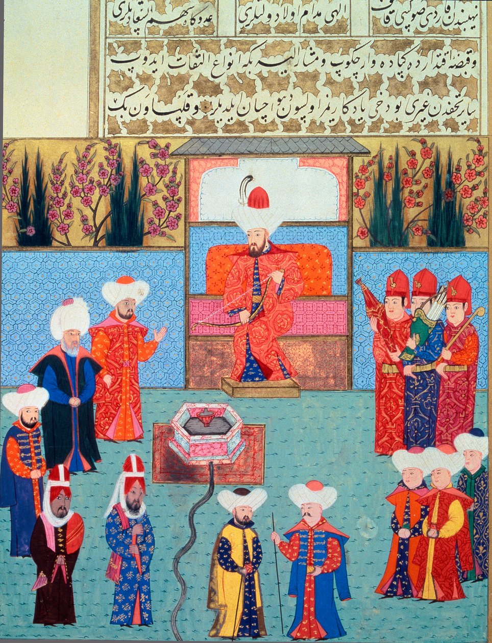 Sultan Orhan (Orkhan or Urchan) I (1281-1360) has his Miniature Court from “Hunername” of Lokman, vol. 1 (H 1523, f.7) 1584 Topkapi Sarayi Museum Library Istanbul 作者 校长