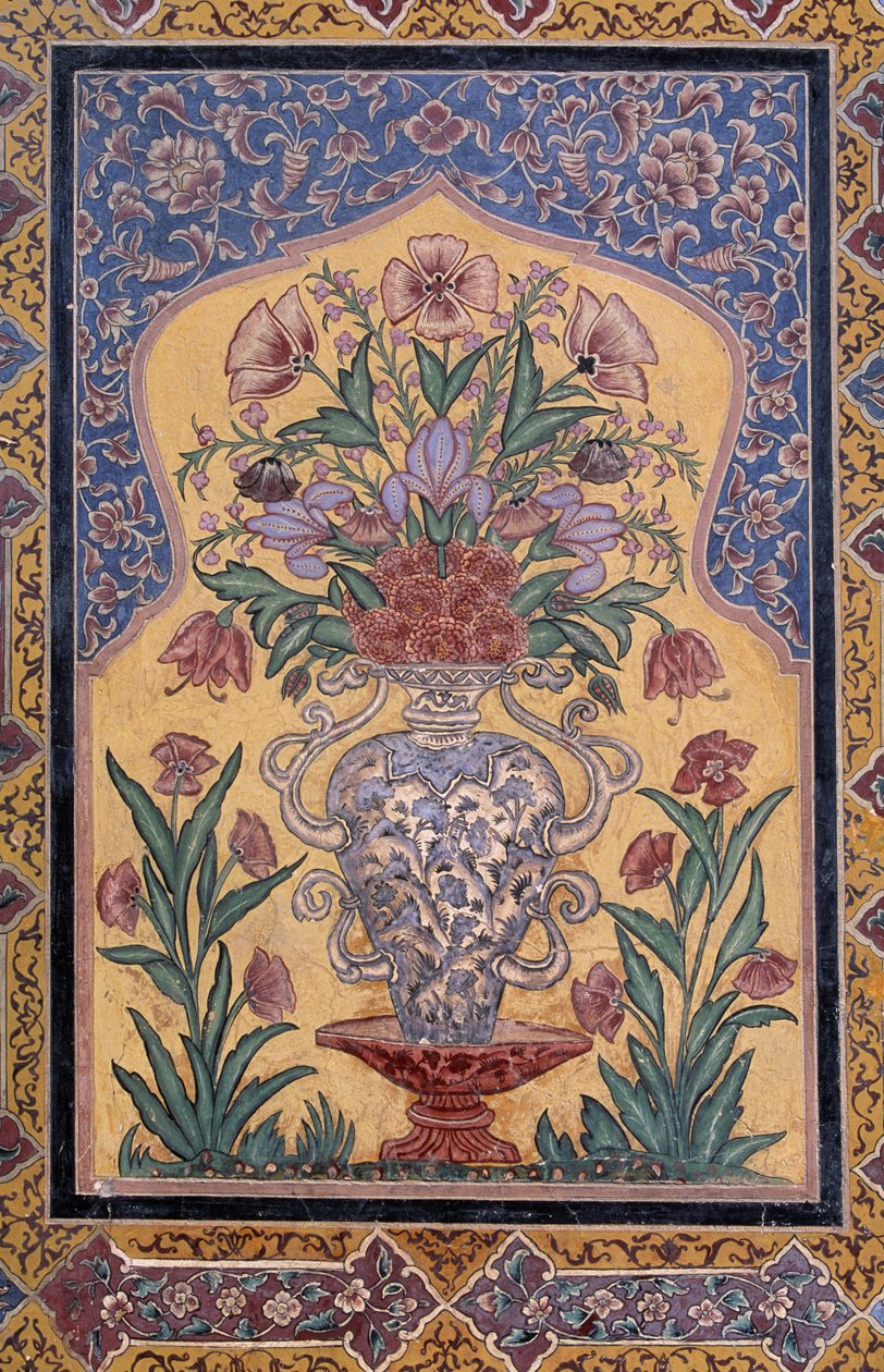 花瓶，巴基斯坦旁遮普省拉合尔瓦齐尔汗清真寺（17 世纪）的装饰细节 作者 巴基斯坦学校
