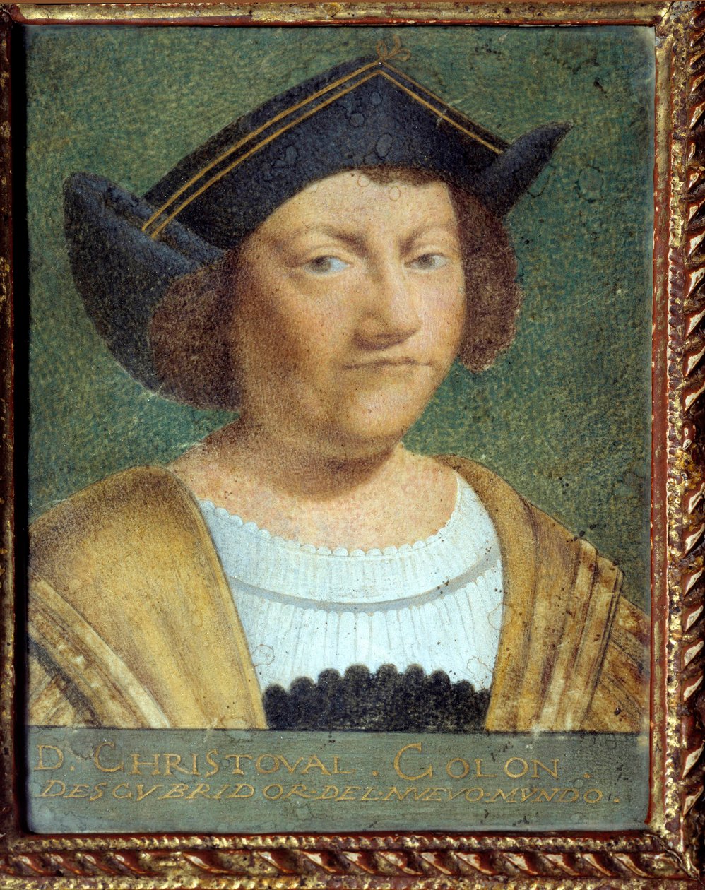 Portrait of the navigator Christopher Columbus (1451-1506) Painting on velin paper of the Portuguese school 作者 葡萄牙语学校