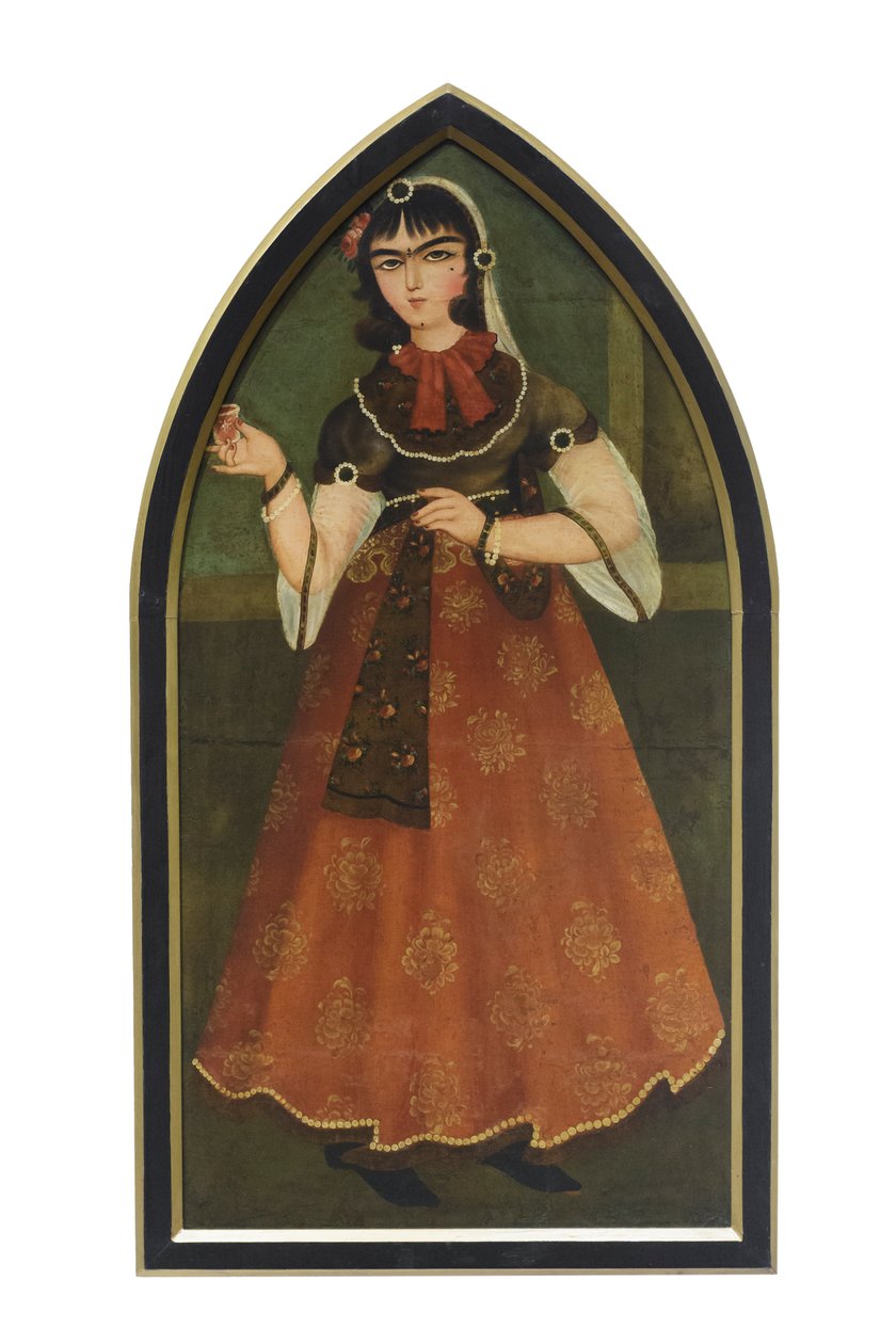 一位年轻女子，穆罕默德-哈桑的追随者，未知艺术家（布面油画） 作者 卡贾尔学校