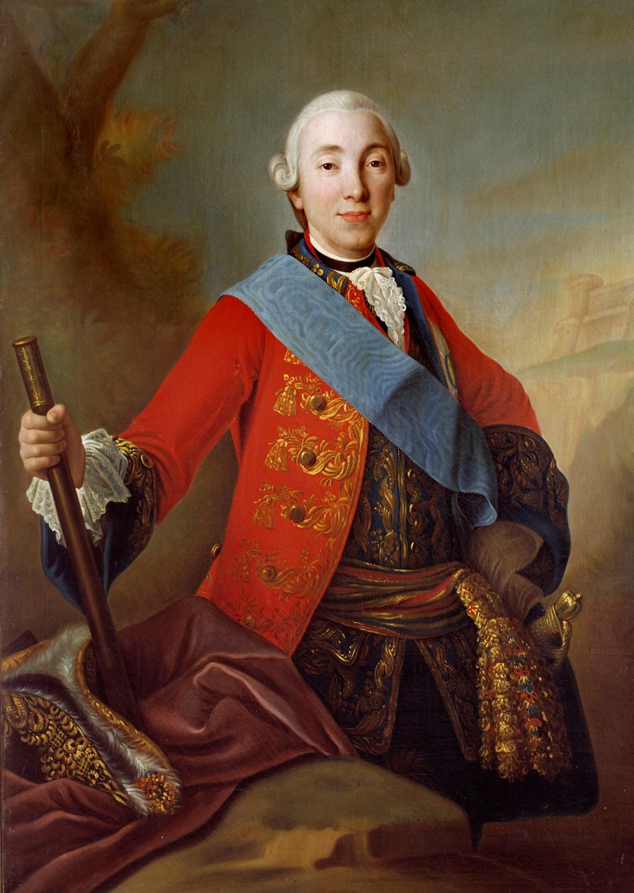彼得三世费多罗维奇 (1728-1762) 的肖像 俄罗斯沙皇 18 世纪俄罗斯学校的绘画。 1758 年圣彼得堡。 冬宫博物馆 作者 学校俄语