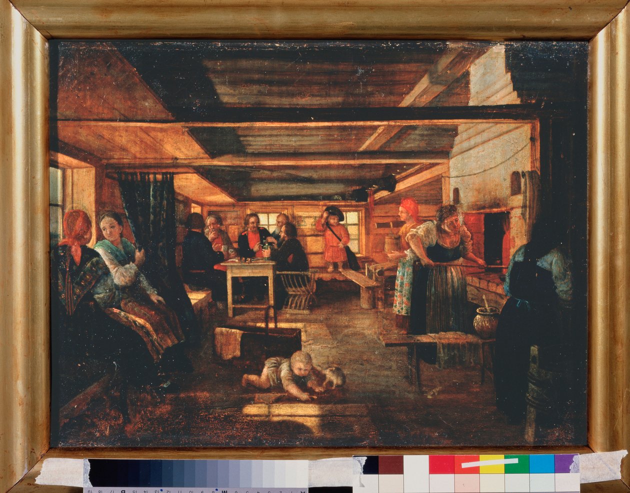 乡间别墅的场景。俄罗斯大师的油画作品，布面油画 作者 学校俄语