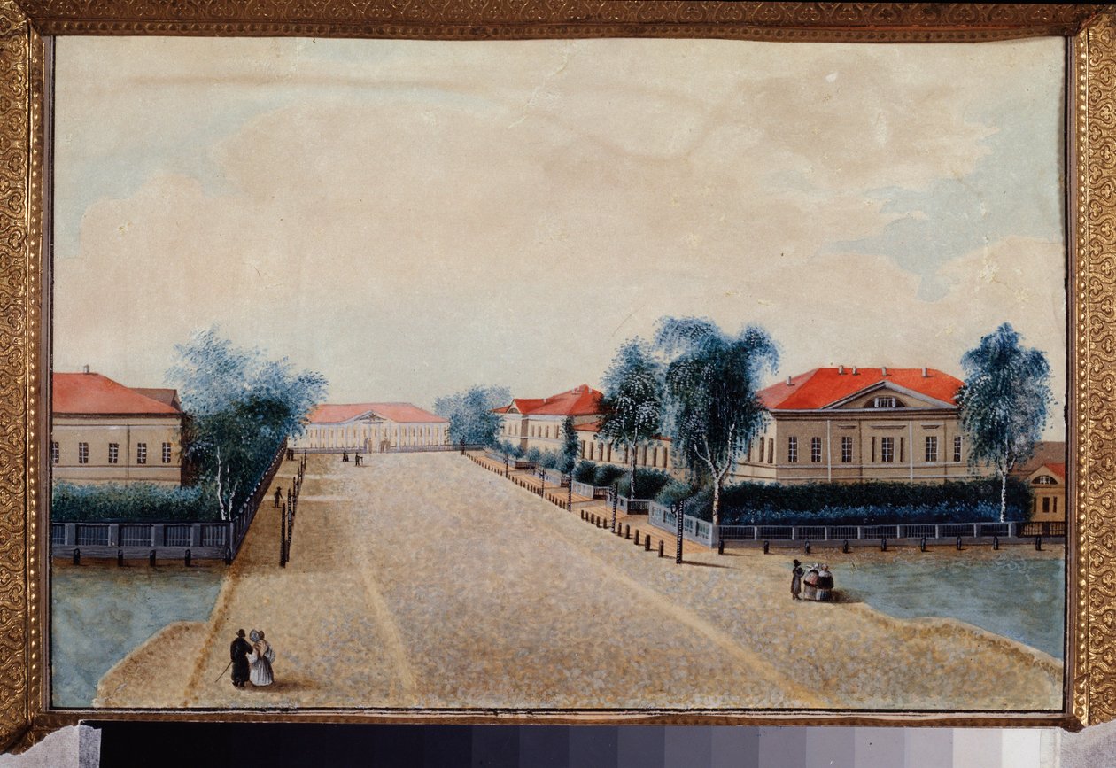 特维尔（俄罗斯）国库景色。俄罗斯大师的画作，布面油画，约创作于 1830 年。俄罗斯艺术 作者 学校俄语