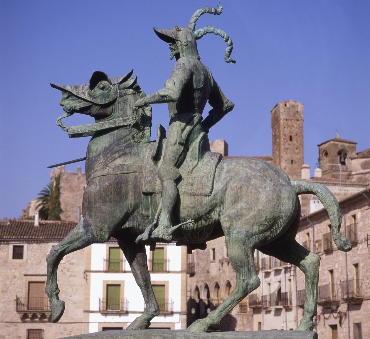 弗朗西斯科·皮萨罗（Francisco Pizarro）的骑马雕像（c.1478-1541）（青铜） 作者 学校西班牙语