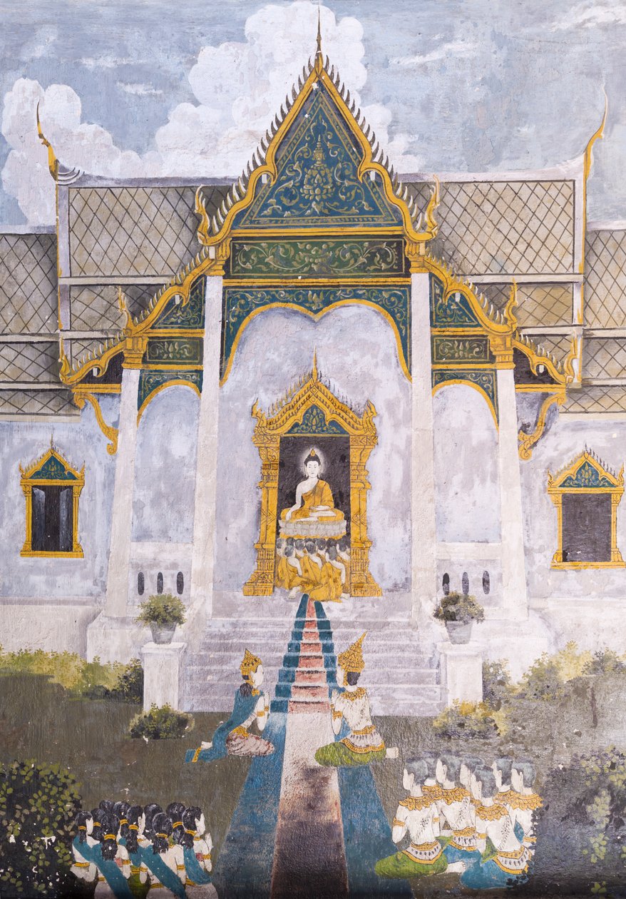描绘佛祖生平场景的壁画，Wat Phra That Doi Suthep 寺 作者 泰语学校