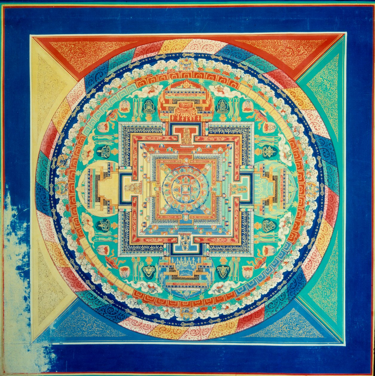 拉萨布达拉宫的曼荼罗 de Sarvavid Vairocana 天花板。 西藏 作者 藏族学校