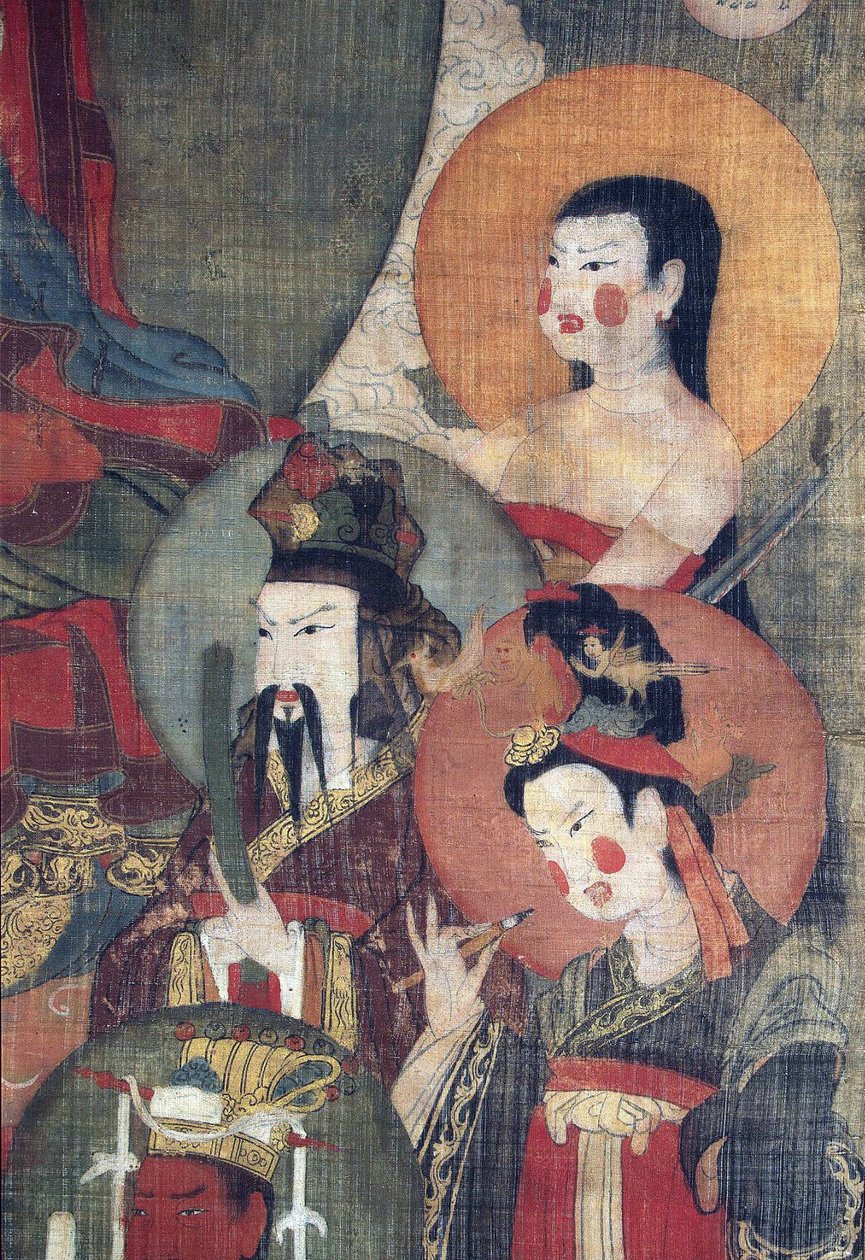 藏族文化：被星球神灵环绕的特迦帕巴佛。丝绸上的铜版画，尺寸：104x67，12世纪初，圣彼得堡国家冬宫博物馆。 作者 藏族学校