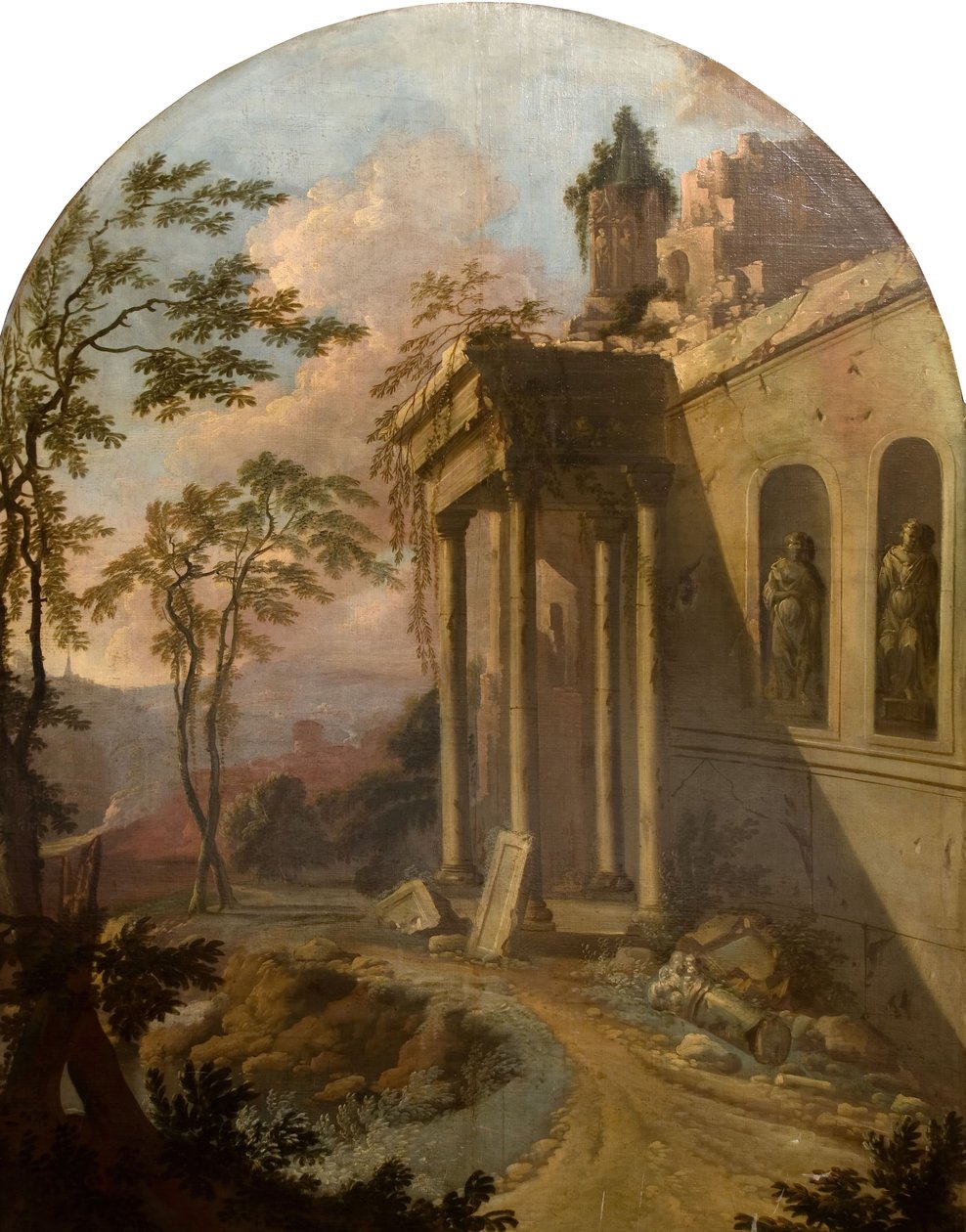 有废墟的风景，1725年。 作者 雅克卢梭学校