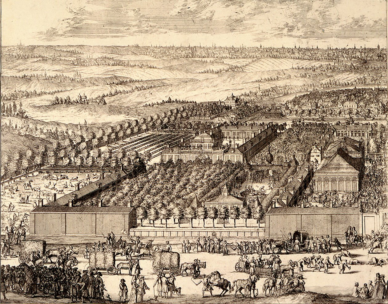 莫斯科左侧的德国四分卫Nemetskaya sloboda，1705年 作者 肖内贝克