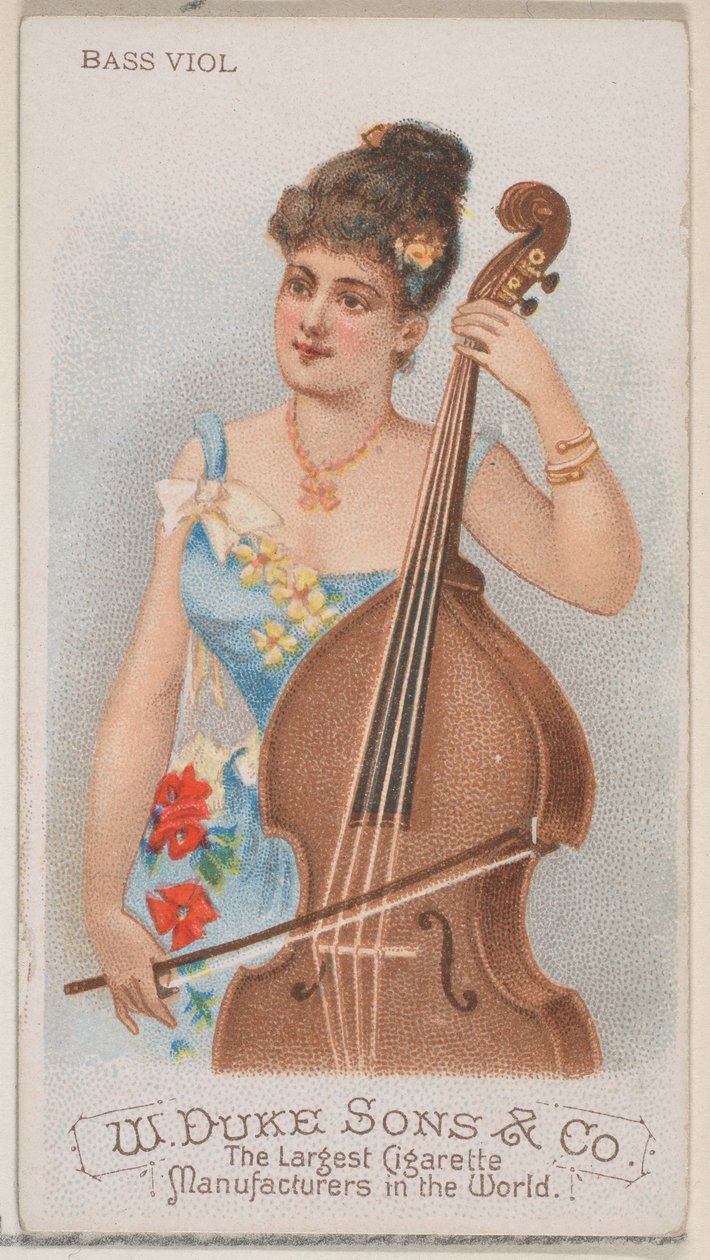 低音提琴，来自乐器系列N82，用于杜克牌香烟，1888年。 作者 舒马赫和埃特林格