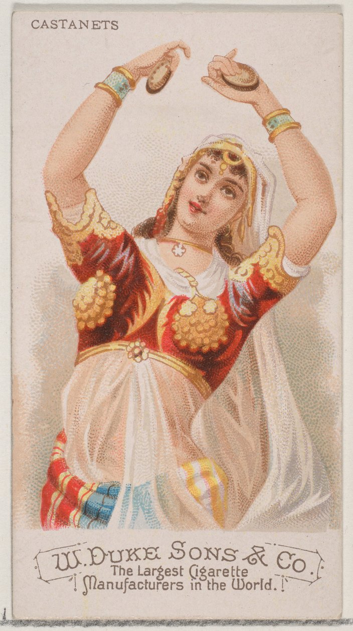 Castanets，来自Duke牌香烟的乐器系列N82，1888年。 作者 舒马赫和埃特林格