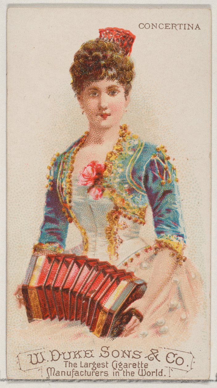 Concertina，来自乐器系列N82，用于Duke牌香烟，1888年。 作者 舒马赫和埃特林格