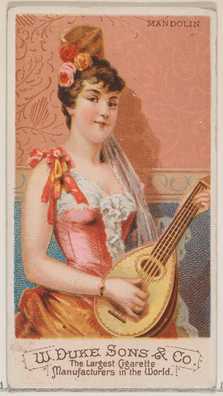 曼陀林，来自乐器系列N82，用于杜克牌香烟，1888年。 作者 舒马赫和埃特林格