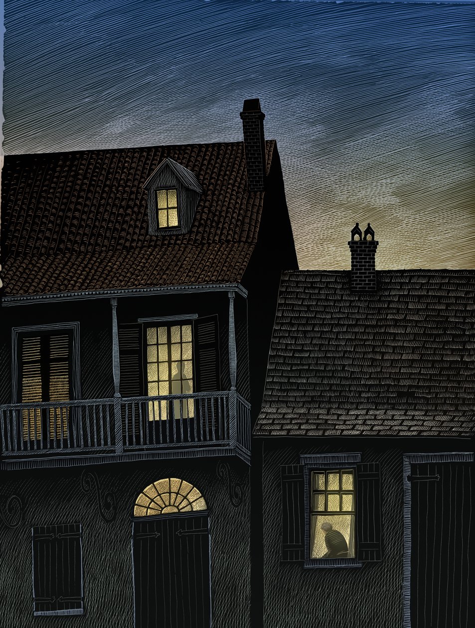 Vieux Carré，2009 年（刮画板，数码上色） 作者 