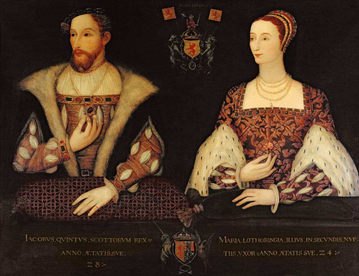1895年Lord Bute委托Marie de Guise（1515-60）和King James V（1512-42）的原始双重肖像的复制品 作者 苏格兰学派