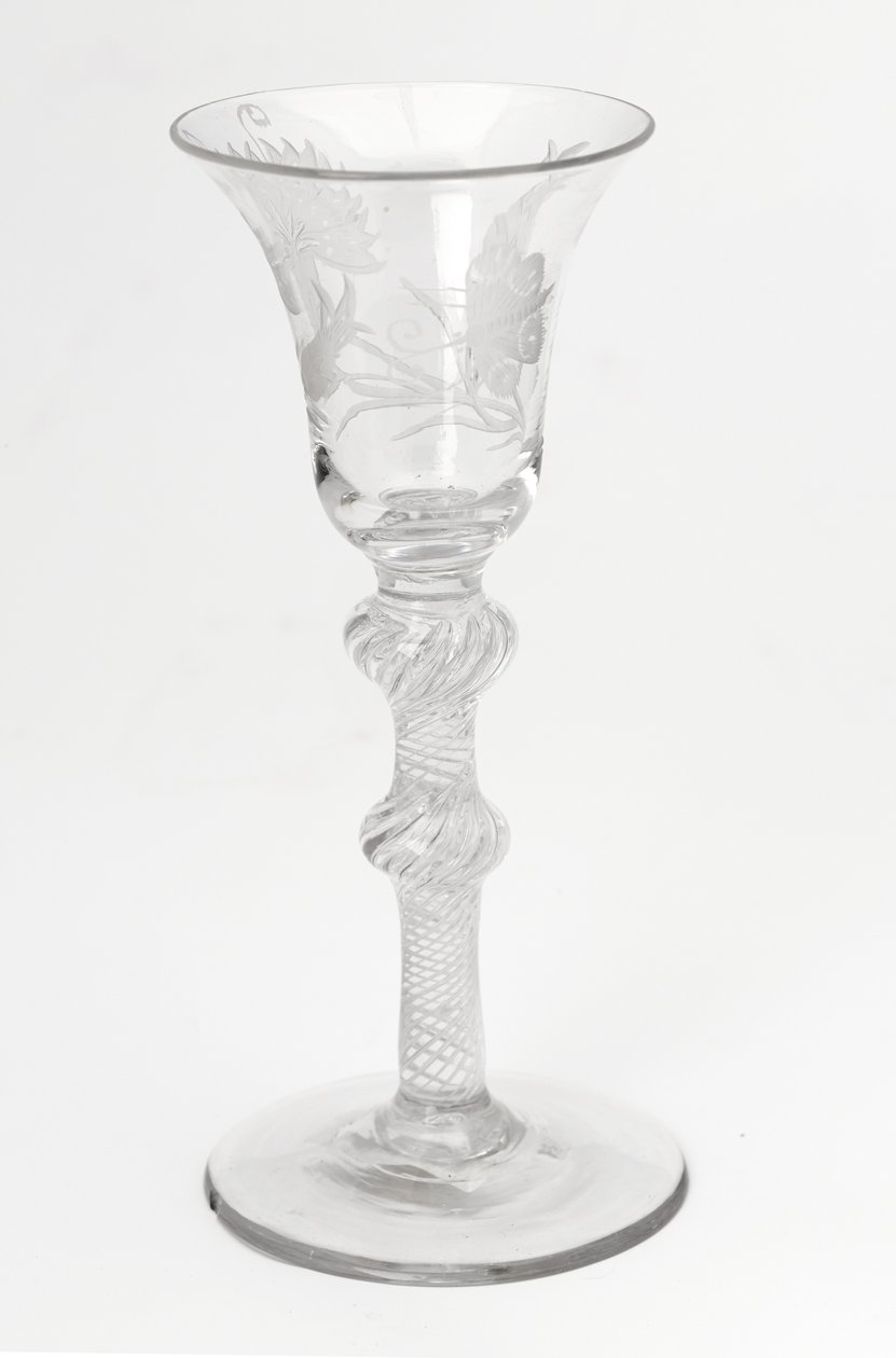 雕刻 Jacobite airtwist 玻璃杯，c.1760（玻璃） 作者 苏格兰学派