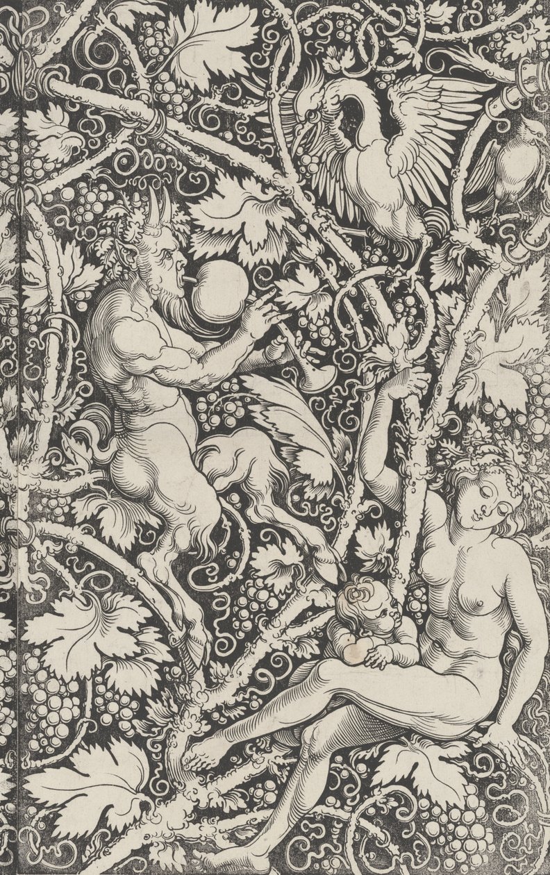 带有萨提尔家族的墙纸，1515年。 作者 塞巴尔德·比哈姆