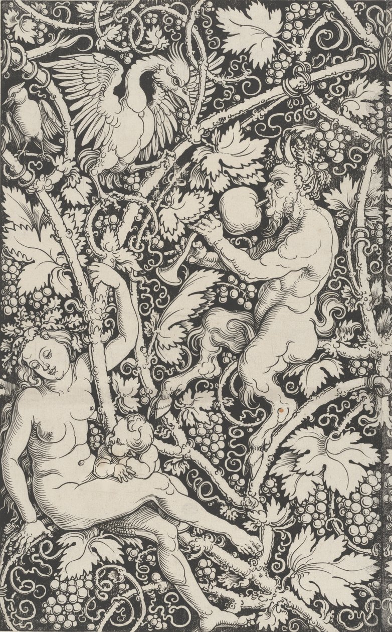 带有萨提尔家族的墙纸，1515年。 作者 塞巴尔德·比哈姆
