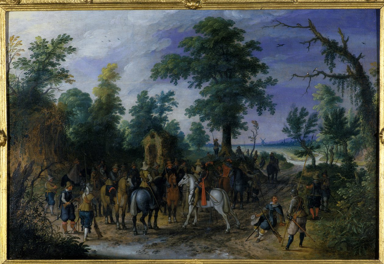 1610年之前，在教堂前的骑兵和步兵 作者 塞巴斯蒂安·弗朗克斯（Sebastian Vrancx）