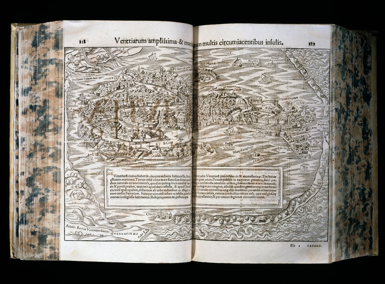 威尼斯，Cosmographia 插图，Sebastian Munster（1488-1552）创作，木刻，31x22 厘米，H. Petri 版画，巴塞尔 作者 塞巴斯蒂安·芒斯特（Sebastian Munster）