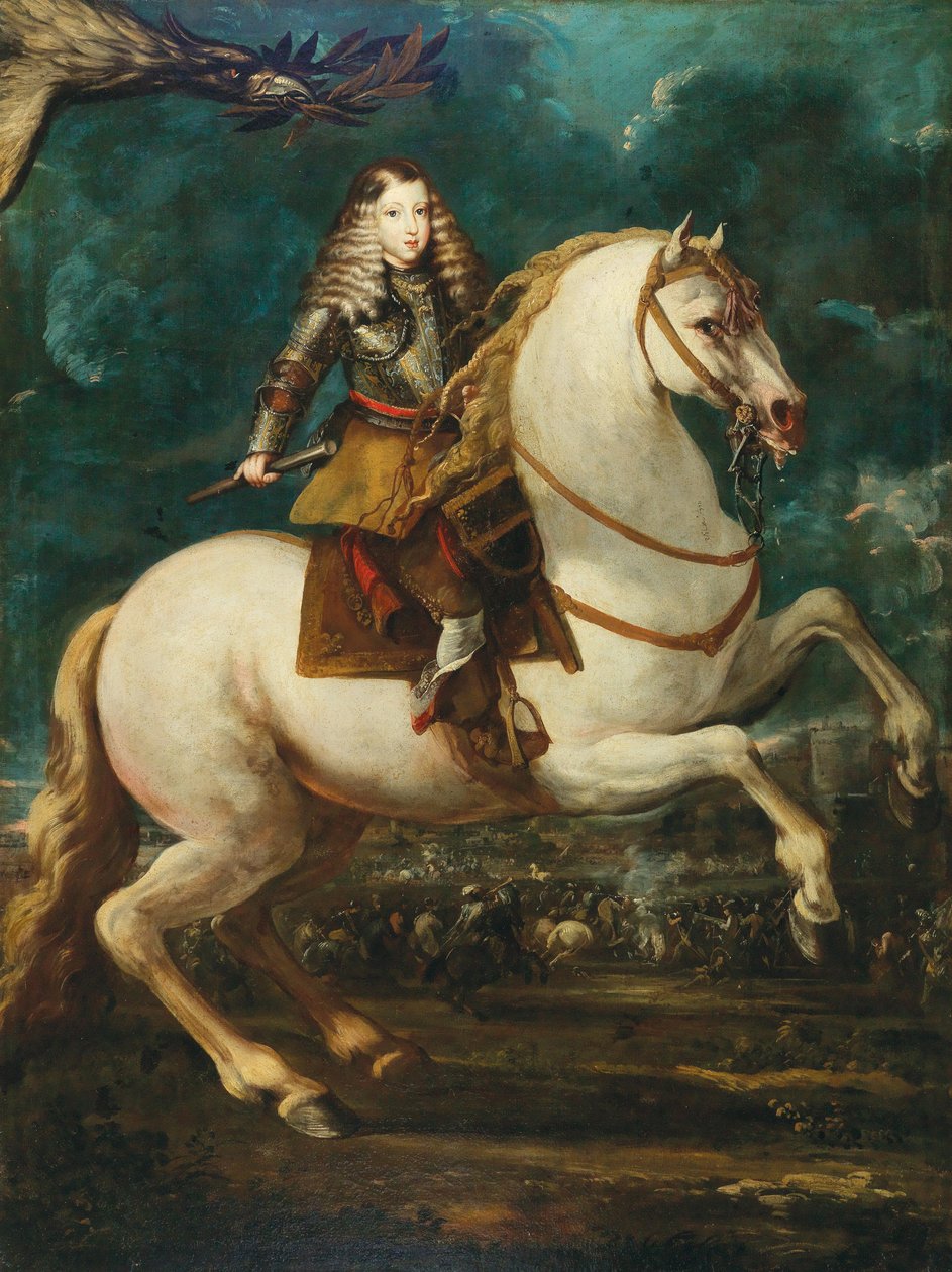 西班牙查理二世的马术画像，1660年代。 作者 塞巴斯蒂安·埃雷拉·巴努埃沃