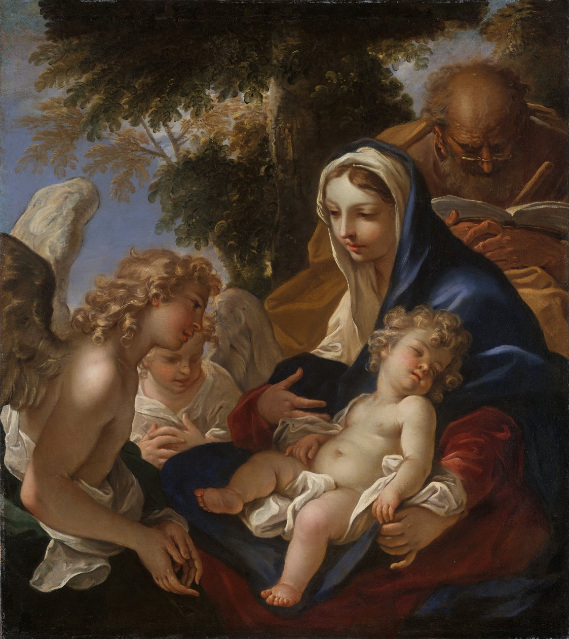 神圣家族与天使，c.1700 作者 塞巴斯蒂亚诺·里奇（Sebastiano Ricci）