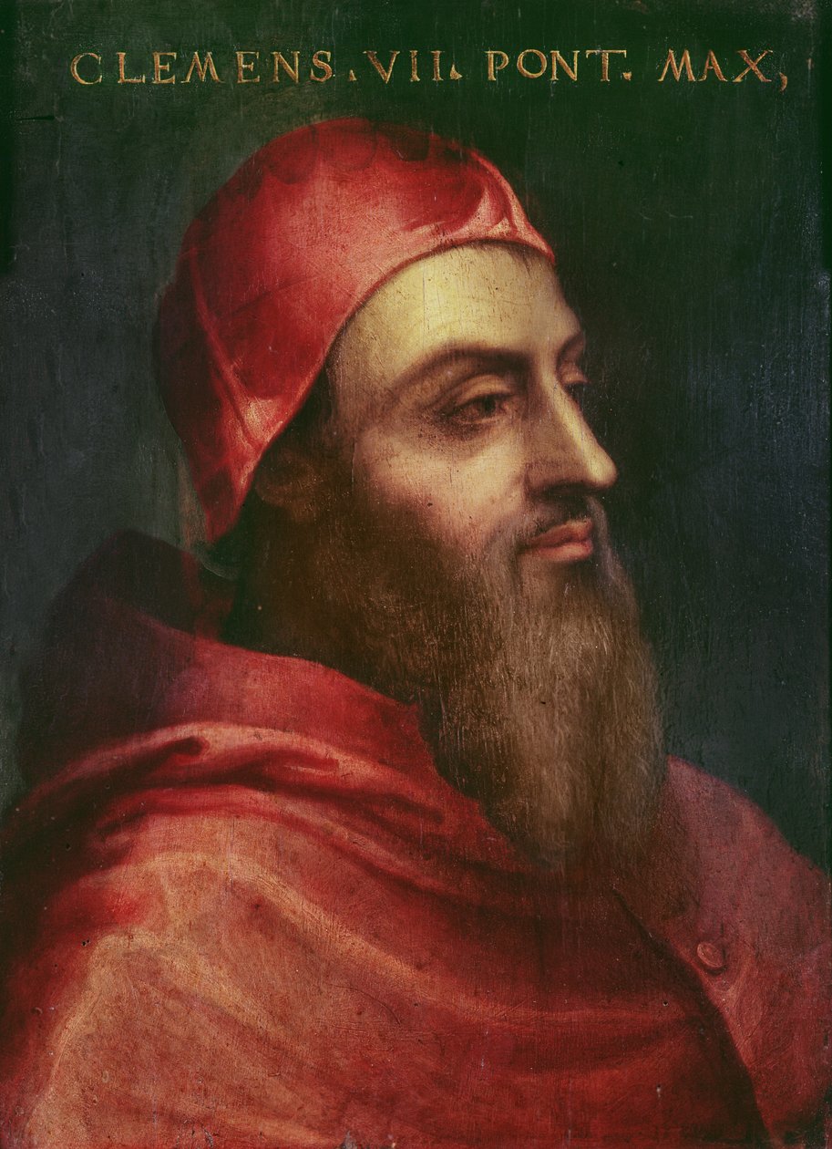 教皇克莱门特七世（Giulio di Giuliano de&39;Medici）（1478-1534），教皇从1523年到1534年的肖像 作者 塞巴斯蒂亚诺·德尔·皮翁博