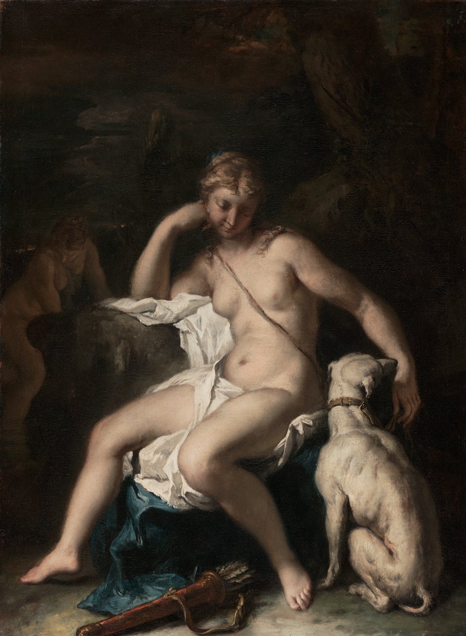 戴安娜和她的狗，约1717-20年（布面油画） 作者 塞巴斯蒂亚诺·里奇（Sebastiano Ricci）