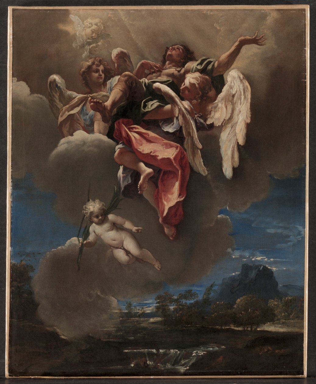 圣徒的神化"（为米兰的圣贝尔纳迪诺绘制），约 1695 年（布面油画）。 作者 塞巴斯蒂亚诺·里奇（Sebastiano Ricci）