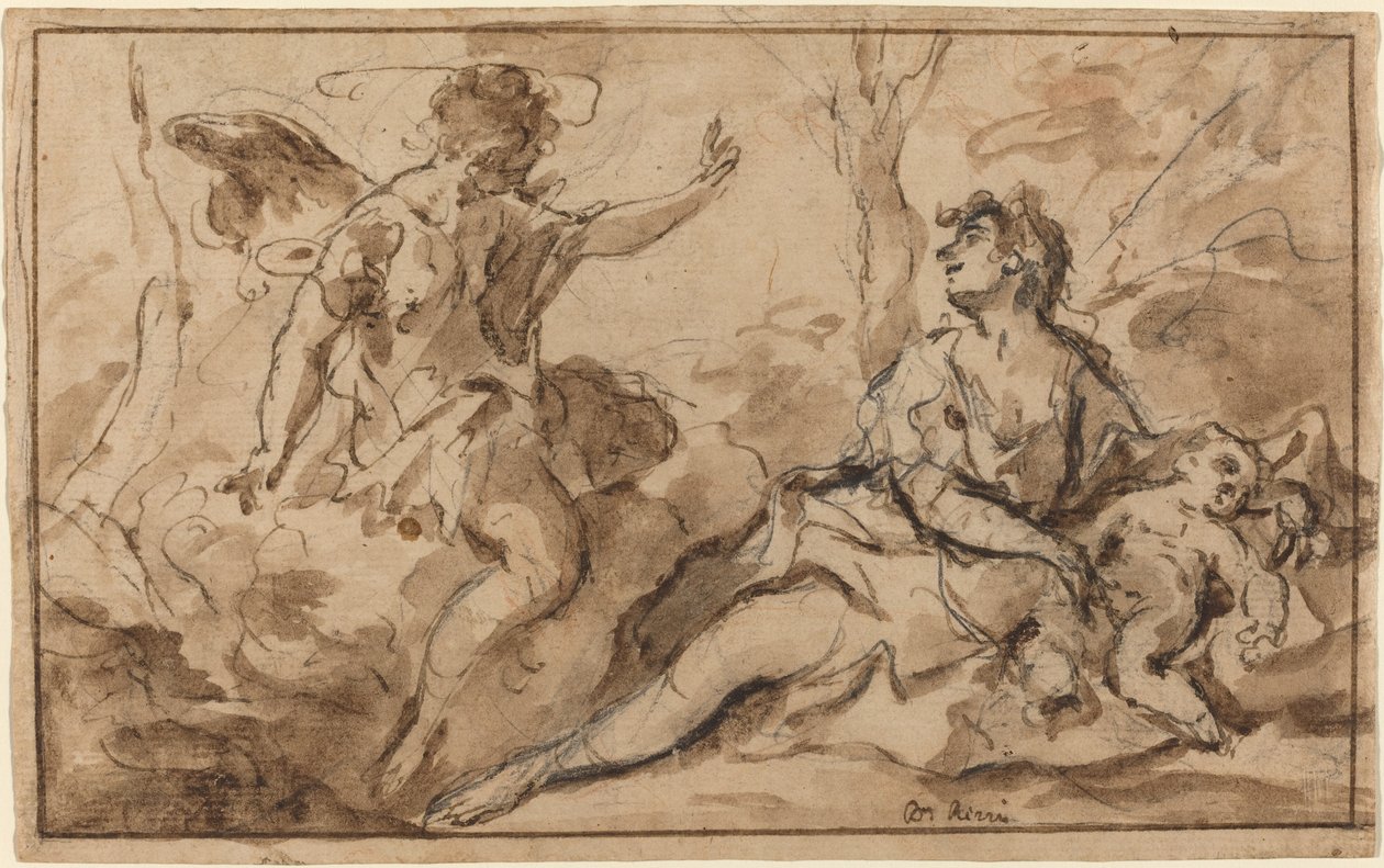 天使向夏甲和以实玛利显现 作者 塞巴斯蒂亚诺·里奇（Sebastiano Ricci）