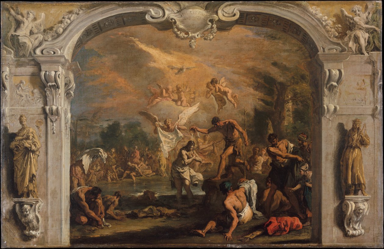基督的洗礼，c.1713-14（布面油画） 作者 塞巴斯蒂亚诺·里奇（Sebastiano Ricci）